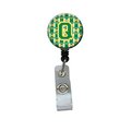 Carolines Treasures Letter Q Football Green and Gold Retractable Badge Reel CJ1069-QBR